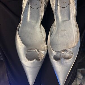 Roger Vivier Silver D’orsay pointed flats